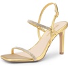 image:imageDREAM PAIRS Womens Slingback Heels High Stilettos Open Square Toe Ankle Strap Pumps Sexy Comfort Strappy Dress Shoes Wedding Bridal Heeled SandalsGoldrhinestone