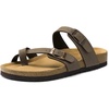image:imageDREAM PAIRS Womens Thong Slide Sandals with Cork Footbed Open Toe Adjustable Slip On Slippers Comfort Flat Sandals for SummerDark Brown