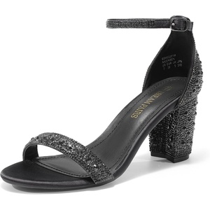 image:imageDREAM PAIRS Womens Chunky Block Heel Sandals Open Toe Ankle Strap Dress Shoes Comfortable Wedding Guest Heels for Party Prom and Formal EventsBlackRhinestone