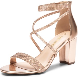image:imageDREAM PAIRS Womens Chunky Block Heel Sandals Open Toe Ankle Strap Dress Shoes Comfortable Wedding Guest Heels for Party Prom and Formal EventsChampagnepu