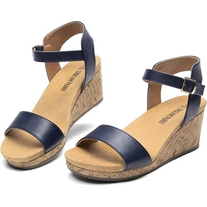 image:imageDREAM PAIRS Womens Open Toe Buckle Ankle Strap Platform Wedge Sandals for Women Summer Dressy ShoesNavy
