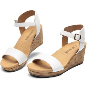 image:imageDREAM PAIRS Womens Open Toe Buckle Ankle Strap Platform Wedge Sandals for Women Summer Dressy ShoesWhitePu