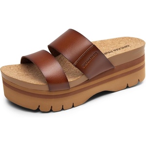 image:imageDREAM PAIRS Womens Platform Slides Sandals Comfortable Arch Support Two Strap Slip On Fashion Beach Wedge SandalsBrown