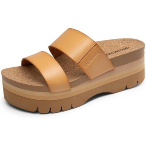 image:imageDREAM PAIRS Womens Platform Slides Sandals Comfortable Arch Support Two Strap Slip On Fashion Beach Wedge SandalsNatural