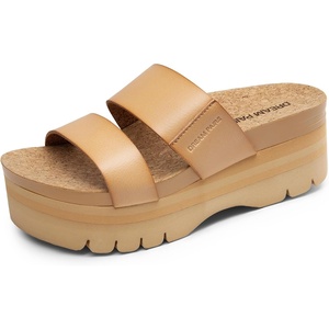 image:imageDREAM PAIRS Womens Platform Slides Sandals Comfortable Arch Support Two Strap Slip On Fashion Beach Wedge SandalsNude