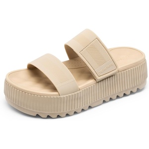 image:imageDREAM PAIRS Womens Platform Slip on Adjustable Sandals Lightweight Comfortable NonSlip Vacation Beach Chunky Open Toe Wedges for Summer Waterproof Shoes 2026Nude