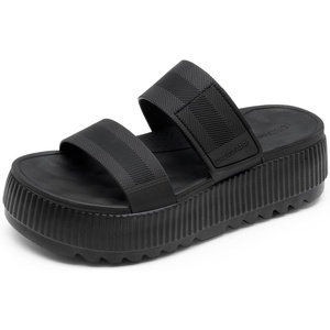 image:imageDREAM PAIRS Womens Platform Slip on Adjustable Sandals Lightweight Comfortable NonSlip Vacation Beach Chunky Open Toe Wedges for Summer Waterproof Shoes 2026All Black