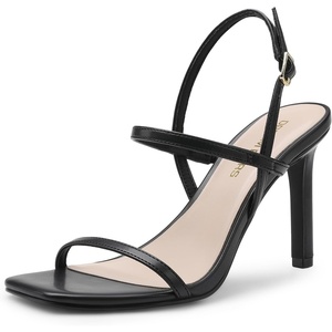 image:imageDREAM PAIRS Womens Slingback Heels High Stilettos Open Square Toe Ankle Strap Pumps Sexy Comfort Strappy Dress Shoes Wedding Bridal Heeled SandalsBlackpu