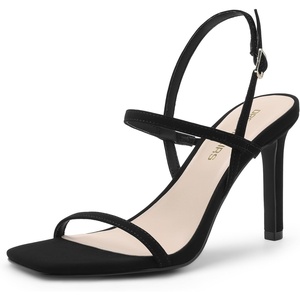 image:imageDREAM PAIRS Womens Slingback Heels High Stilettos Open Square Toe Ankle Strap Pumps Sexy Comfort Strappy Dress Shoes Wedding Bridal Heeled SandalsBlacknubuck