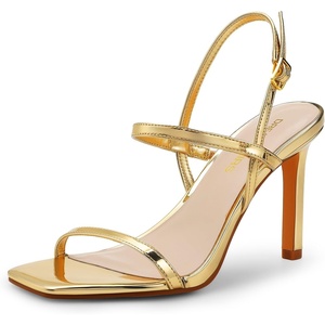 image:imageDREAM PAIRS Womens Slingback Heels High Stilettos Open Square Toe Ankle Strap Pumps Sexy Comfort Strappy Dress Shoes Wedding Bridal Heeled SandalsGoldpat