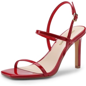 image:imageDREAM PAIRS Womens Slingback Heels High Stilettos Open Square Toe Ankle Strap Pumps Sexy Comfort Strappy Dress Shoes Wedding Bridal Heeled SandalsRedpat
