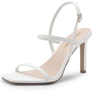 image:imageDREAM PAIRS Womens Slingback Heels High Stilettos Open Square Toe Ankle Strap Pumps Sexy Comfort Strappy Dress Shoes Wedding Bridal Heeled SandalsWhitepu