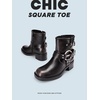 image:imageDREAM PAIRS Womens Ankle Boots Fashion Buckles Square Toe Motorcycle Riding Biker Boots Low Chunky Heel Fall Booties Shoes