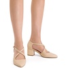 image:imageDREAM PAIRS Womens Chunky Heels Dress Pumps Closed Pointed Toe Comfort Cross Strap Block Heel Shoes for Party Dance WeddingNudepu