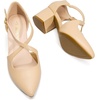 image:imageDREAM PAIRS Womens Chunky Heels Dress Pumps Closed Pointed Toe Comfort Cross Strap Block Heel Shoes for Party Dance WeddingNudepu