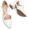 image:imageDREAM PAIRS Womens Chunky Heels Dress Pumps Closed Pointed Toe Comfort Cross Strap Block Heel Shoes for Party Dance WeddingWhitepu