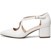 image:imageDREAM PAIRS Womens Chunky Heels Dress Pumps Closed Pointed Toe Comfort Cross Strap Block Heel Shoes for Party Dance WeddingWhitepu