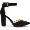 image:imageDREAM PAIRS Womens Chunky High Heels Dress Pumps Closed Pointed Toe Block Ankle Strap Shoes for Wedding PartyBlacksuede
