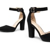 image:imageDREAM PAIRS Womens Chunky High Heels Dress Pumps Closed Pointed Toe Block Ankle Strap Shoes for Wedding PartyBlacksuede