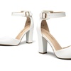 image:imageDREAM PAIRS Womens Chunky High Heels Dress Pumps Closed Pointed Toe Block Ankle Strap Shoes for Wedding PartyWhitepu