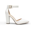 image:imageDREAM PAIRS Womens Chunky High Heels Dress Pumps Closed Pointed Toe Block Ankle Strap Shoes for Wedding PartyWhitepu