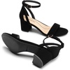 image:imageDREAM PAIRS Womens Chunky Low Heels Open Round Toe Ankle Strap Block Heels Party Dress Wedding SandalsBlack