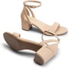 image:imageDREAM PAIRS Womens Chunky Low Heels Open Round Toe Ankle Strap Block Heels Party Dress Wedding SandalsNude