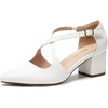 image:imageDREAM PAIRS Womens Chunky Heels Dress Pumps Closed Pointed Toe Comfort Cross Strap Block Heel Shoes for Party Dance WeddingWhitepu