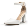 image:imageDREAM PAIRS Womens Chunky High Heels Dress Pumps Closed Pointed Toe Block Ankle Strap Shoes for Wedding PartyWhitepu