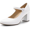 image:imageDREAM PAIRS Womens Mary Jane Shoes Chunky Heel 276 Inch  Round Toe Vintage Office Work Pumps  Comfortable Low Block Heels Dress Shoes for WomenWhite