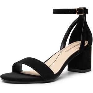 image:imageDREAM PAIRS Womens Chunky Low Heels Open Round Toe Ankle Strap Block Heels Party Dress Wedding SandalsBlack