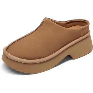 image:imageDREAM PAIRS Womens Platform Mules Faux Suede Slip on Memory Foam NonSlip Lightweight Closed Toe Clogs Slippers ShoesChestnut