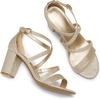 image:imageDREAM PAIRS Womens Block Chunky Heels Sandals Open Toe Ankle Strappy Comfortable Dressy Sandals for Bridal Wedding Prom Party with Adjustable Cross StrapGoldGlitter