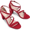image:imageDREAM PAIRS Womens Block Chunky Heels Sandals Open Toe Ankle Strappy Comfortable Dressy Sandals for Bridal Wedding Prom Party with Adjustable Cross StrapRedSuede