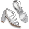 image:imageDREAM PAIRS Womens Block Chunky Heels Sandals Open Toe Ankle Strappy Comfortable Dressy Sandals for Bridal Wedding Prom Party with Adjustable Cross StrapSilverGlitter