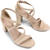 image:imageDREAM PAIRS Womens Block Chunky Heels Sandals Open Toe Ankle Strappy Comfortable Dressy Sandals for Bridal Wedding Prom Party with Adjustable Cross StrapNudeSuede