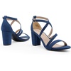 image:imageDREAM PAIRS Womens Block Chunky Heels Sandals Open Toe Ankle Strappy Comfortable Dressy Sandals for Bridal Wedding Prom Party with Adjustable Cross StrapNavySuede