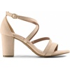 image:imageDREAM PAIRS Womens Block Chunky Heels Sandals Open Toe Ankle Strappy Comfortable Dressy Sandals for Bridal Wedding Prom Party with Adjustable Cross StrapNudeSuede