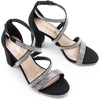 image:imageDREAM PAIRS Womens Block Chunky Heels Sandals Open Toe Ankle Strappy Comfortable Dressy Sandals for Bridal Wedding Prom Party with Adjustable Cross StrapBlackrhinestone