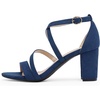 image:imageDREAM PAIRS Womens Block Chunky Heels Sandals Open Toe Ankle Strappy Comfortable Dressy Sandals for Bridal Wedding Prom Party with Adjustable Cross StrapNavySuede