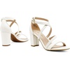 image:imageDREAM PAIRS Womens Block Chunky Heels Sandals Open Toe Ankle Strappy Comfortable Dressy Sandals for Bridal Wedding Prom Party with Adjustable Cross StrapWhitePu