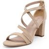 image:imageDREAM PAIRS Womens Block Chunky Heels Sandals Open Toe Ankle Strappy Comfortable Dressy Sandals for Bridal Wedding Prom Party with Adjustable Cross StrapNudeSuede