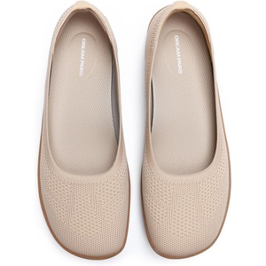 image:imageDREAM PAIRS Womens Ballet Flats Dressy Arch Support Wide Toe Box Knit Flats Comfortable Round Toe Slip On Travel Work Business Office Barefoot ShoesNude
