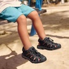 image:imageDREAM PAIRS Boys Girls Summer Outdoor Athletic Sport Sandals Walking Water Hiking Hook and Loop Adjustable Multicolor for ToddlerLittleBig KidsBlackDarkGrey