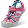 image:imageDREAM PAIRS Boys Girls Summer Outdoor Athletic Sport Sandals Hiking Beach Casual Water Closed Toe Adjustable Multicolor for ToddlerLittleBig KidsFuchsiaCyanNeonGreen