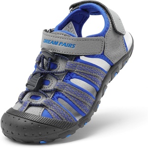 image:imageDREAM PAIRS Boys Girls Summer Outdoor Athletic Sport Sandals Hiking Beach Casual Water Closed Toe Adjustable Multicolor for ToddlerLittleBig KidsGreyRoyal
