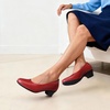 image:imageDREAM PAIRS Womens Chunky Closed Toe Dress Low Block Heels Comfortable Slip On Work Pumps Wedding Casual ShoesRed