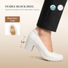 image:imageDREAM PAIRS Womens Chunky Closed Toe Low Block Heels Work Pumps Comfortable Round Toe Dress Wedding ShoesWhite
