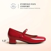 image:imageDREAM PAIRS Womens Mary Jane Chunky Low Heels Comfortable Slip on Dress Shoes for Women Closed Round Toe Casual Cute Work Pumps Flats ShoesRed