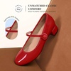 image:imageDREAM PAIRS Womens Mary Jane Chunky Low Heels Comfortable Slip on Dress Shoes for Women Closed Round Toe Casual Cute Work Pumps Flats ShoesRed